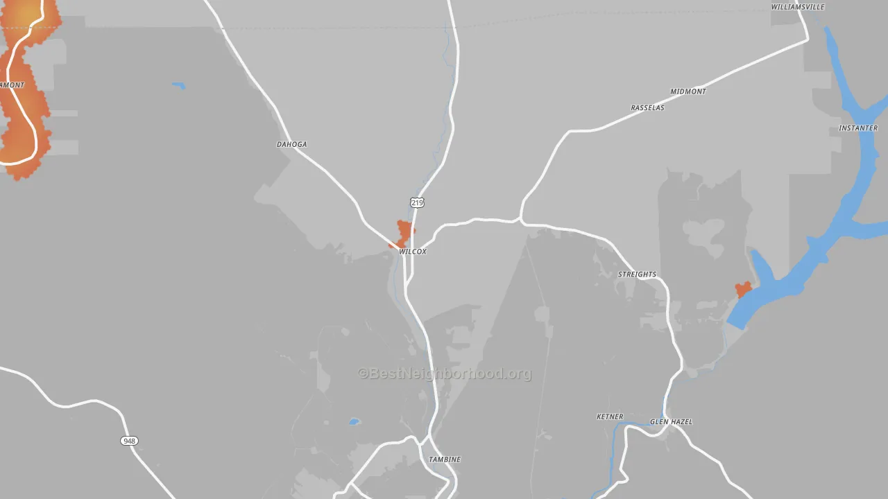 Bike Grade map of Wilcox, PA