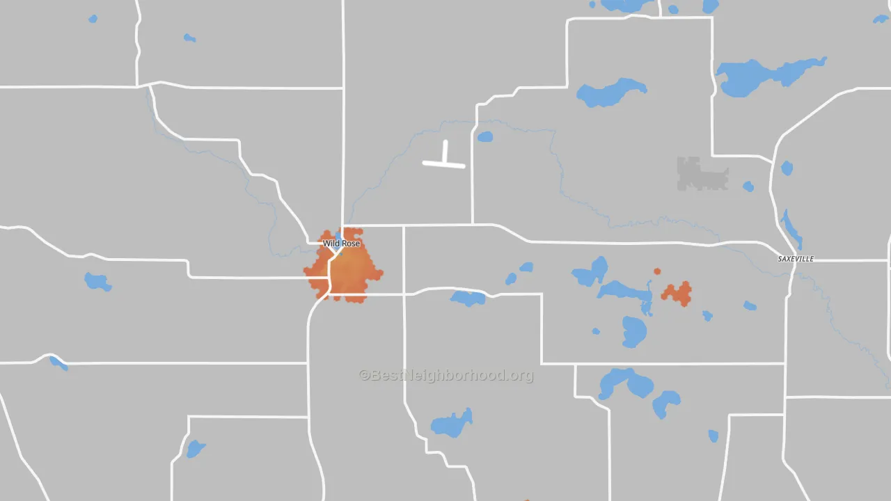 Bike Grade map of Wild Rose, WI