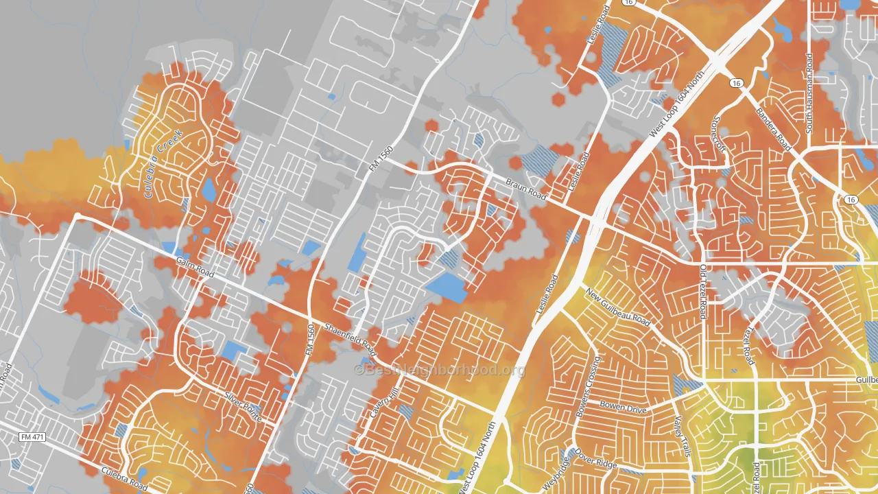 Bike Grade map of Wildhorse, San Antonio, TX