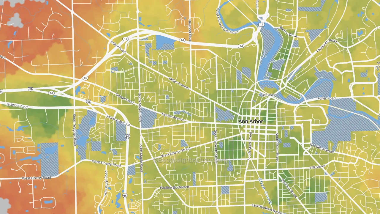 Bike Grade map of Wildwood, Ann Arbor, MI