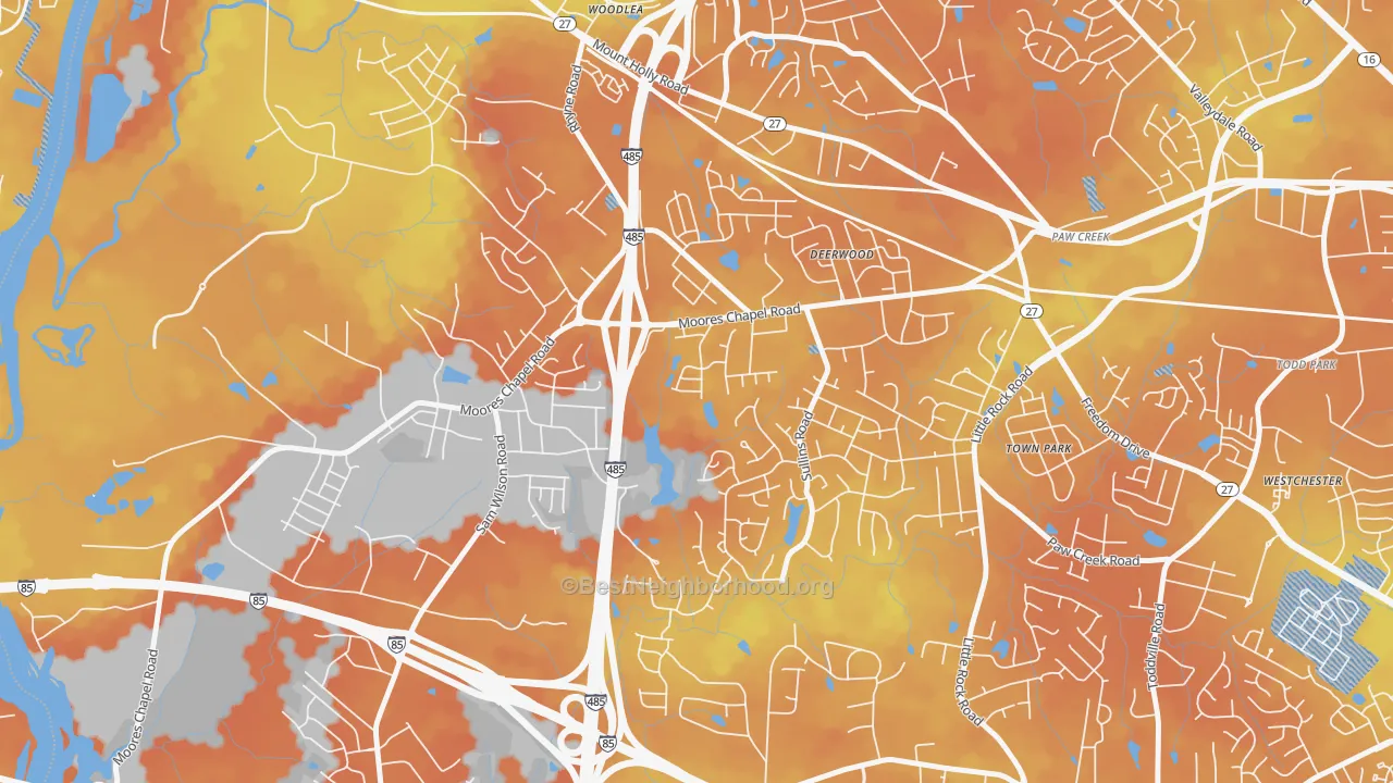 Bike Grade map of Wildwood, Charlotte, NC