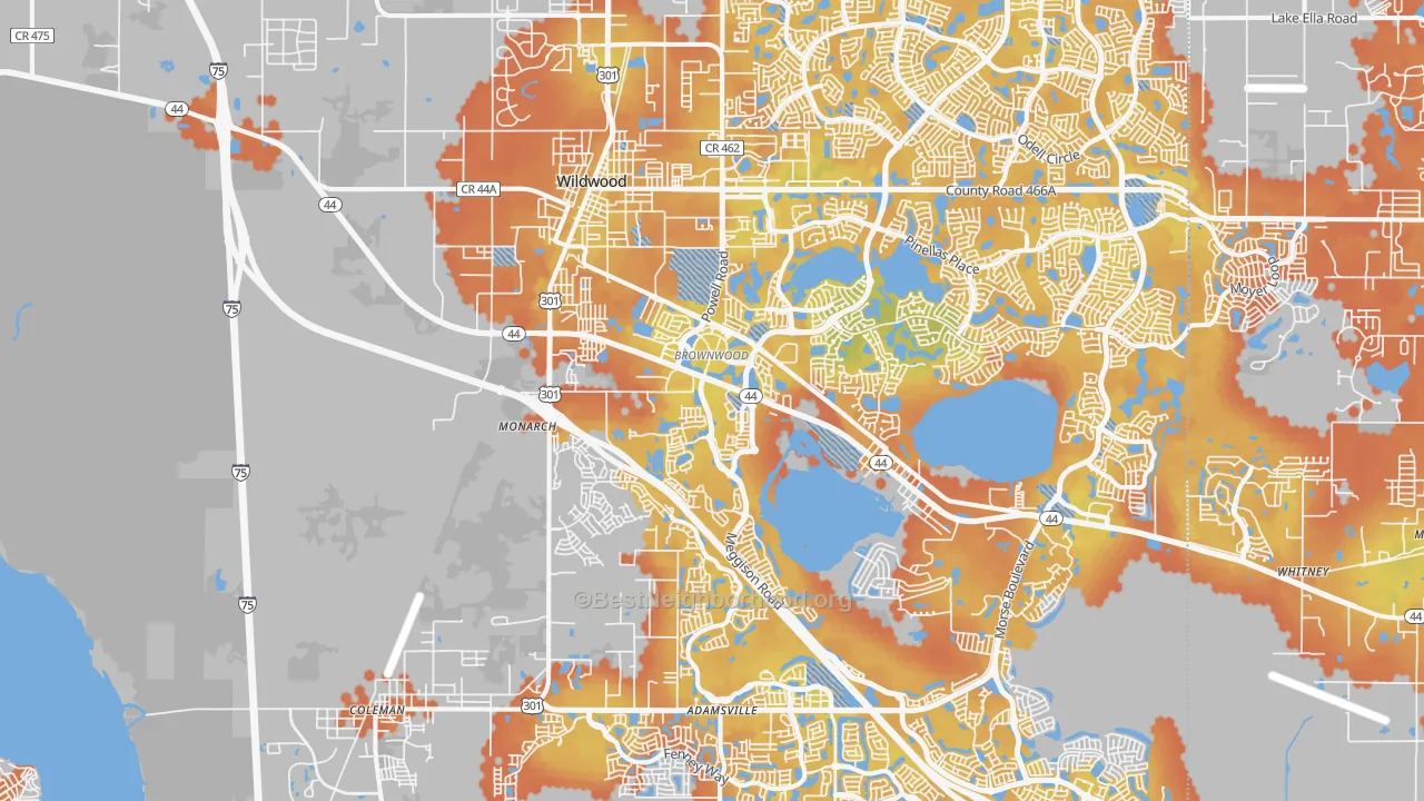 Bike Grade map of Wildwood, FL
