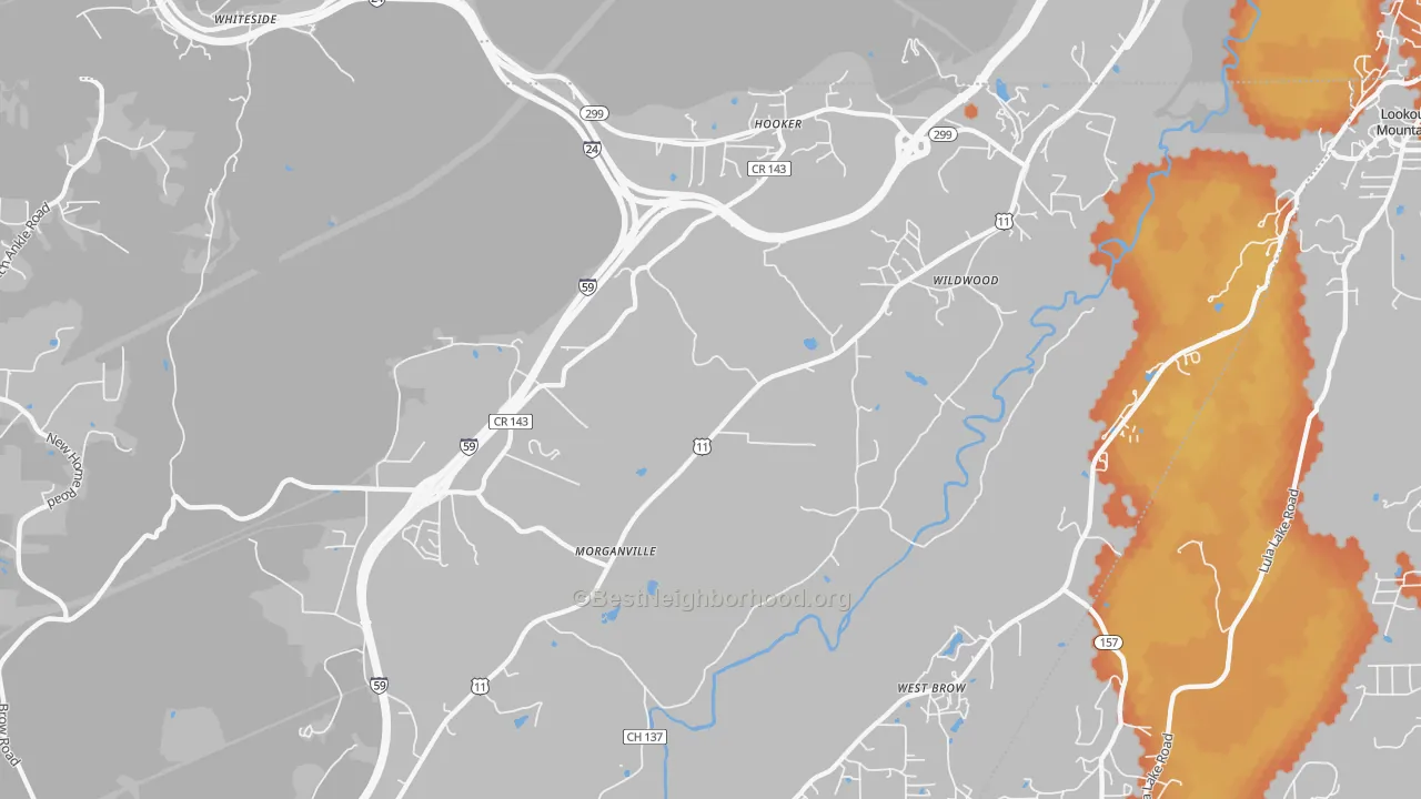 Bike Grade map of Wildwood, GA