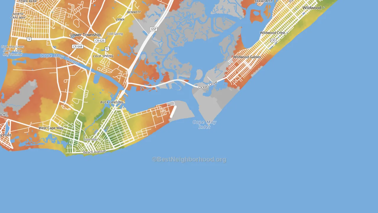 Bike Grade map of Wildwood Gables, NJ