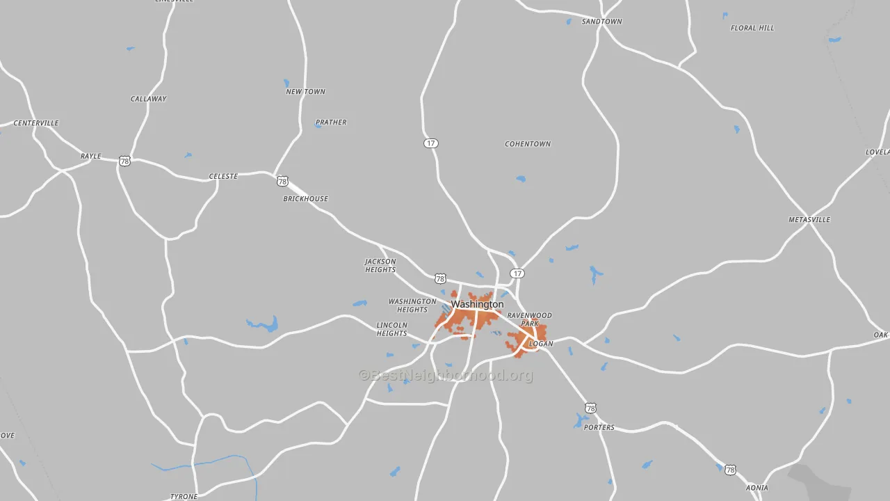 Bike Grade map of Wilkes County, GA
