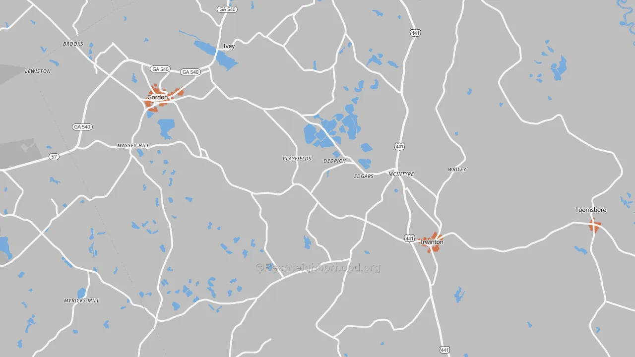 Bike Grade map of Wilkinson County, GA