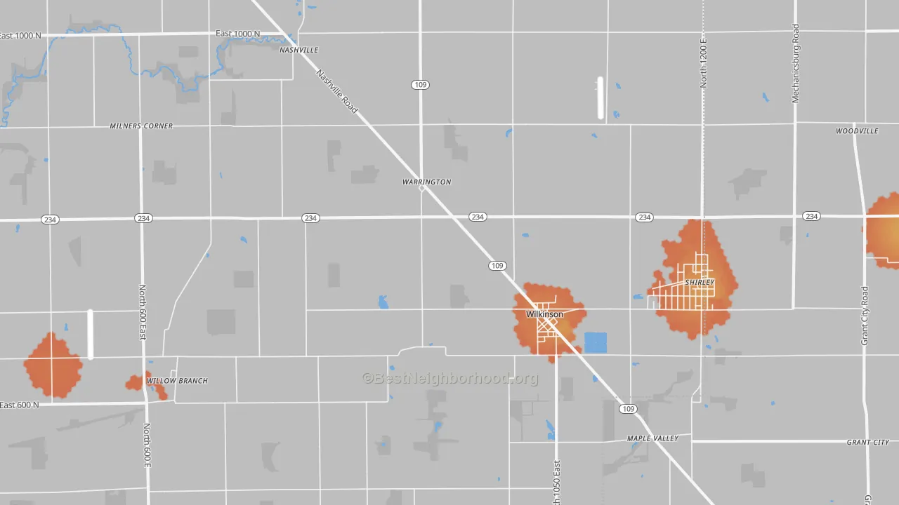 Bike Grade map of Wilkinson, IN