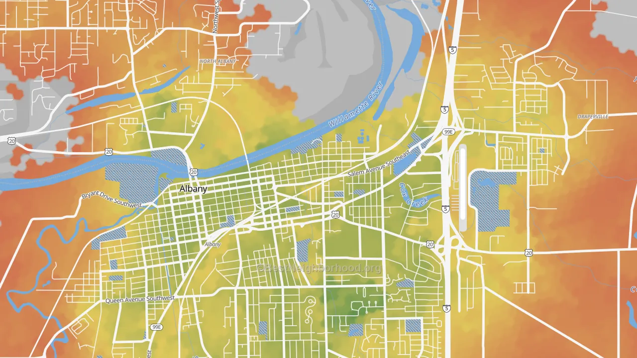 Bike Grade map of Willamette, Albany, OR