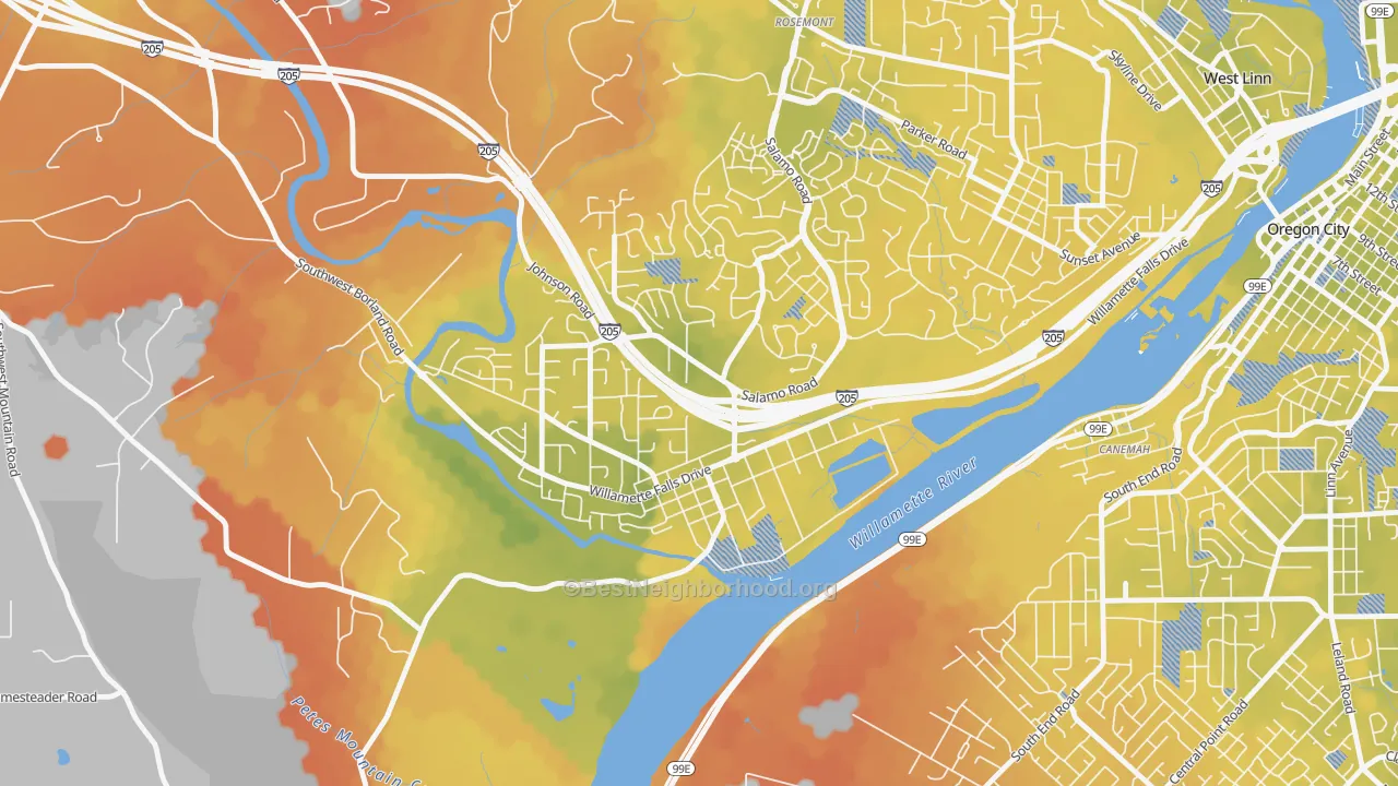 Bike Grade map of Willamette-West Linn, West Linn, OR