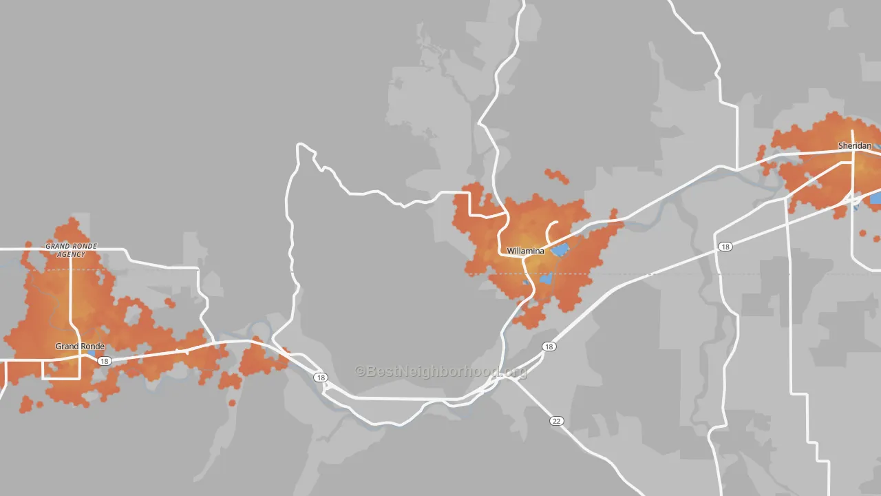 Bike Grade map of Willamina, OR