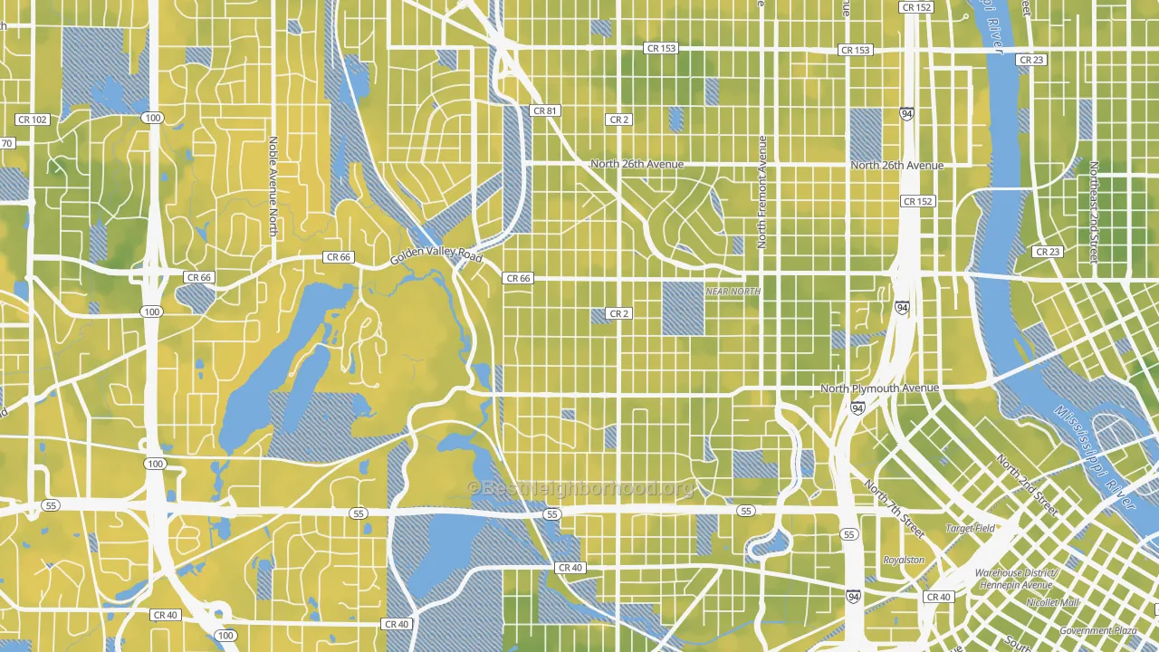 Bike Grade map of Willard-Hay, Minneapolis, MN