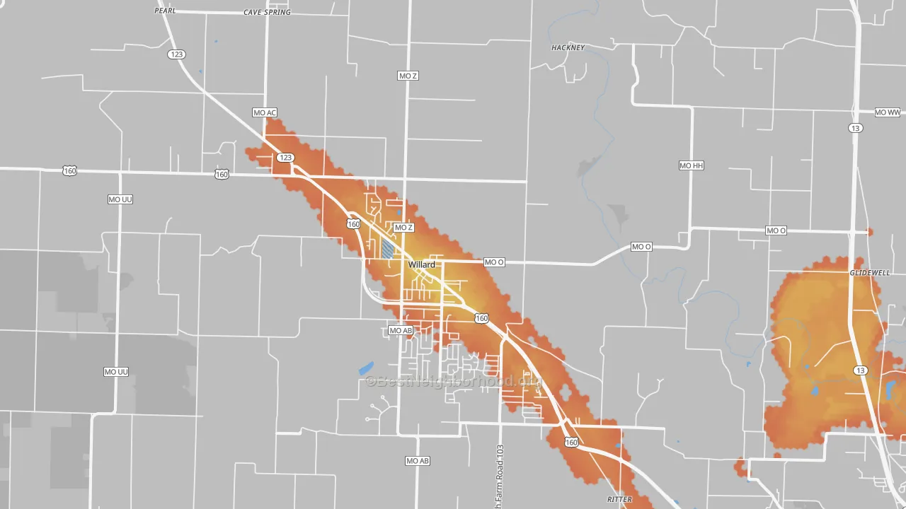 Bike Grade map of Willard, MO