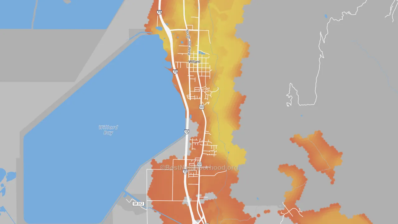 Bike Grade map of Willard, UT