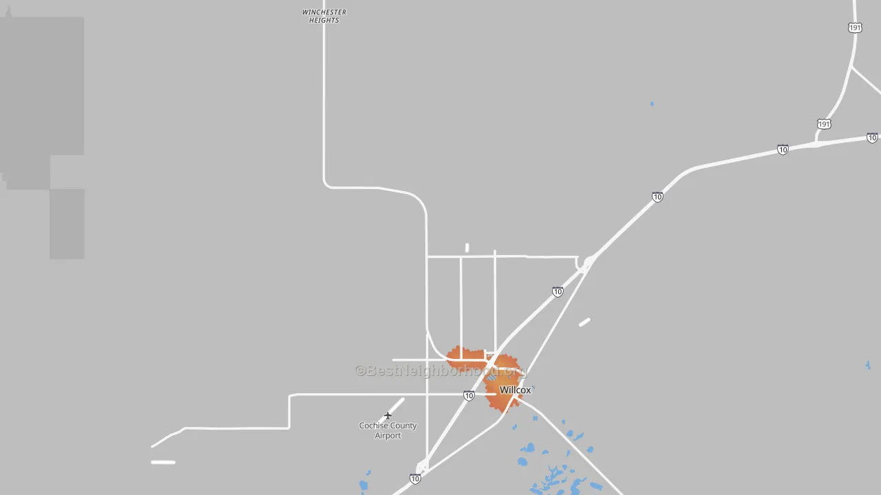 Bike Grade map of Willcox, AZ