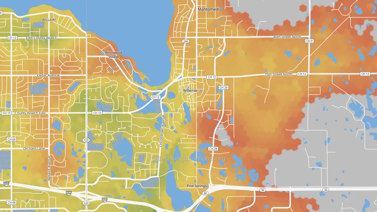 Bike Grade map of Willernie, MN
