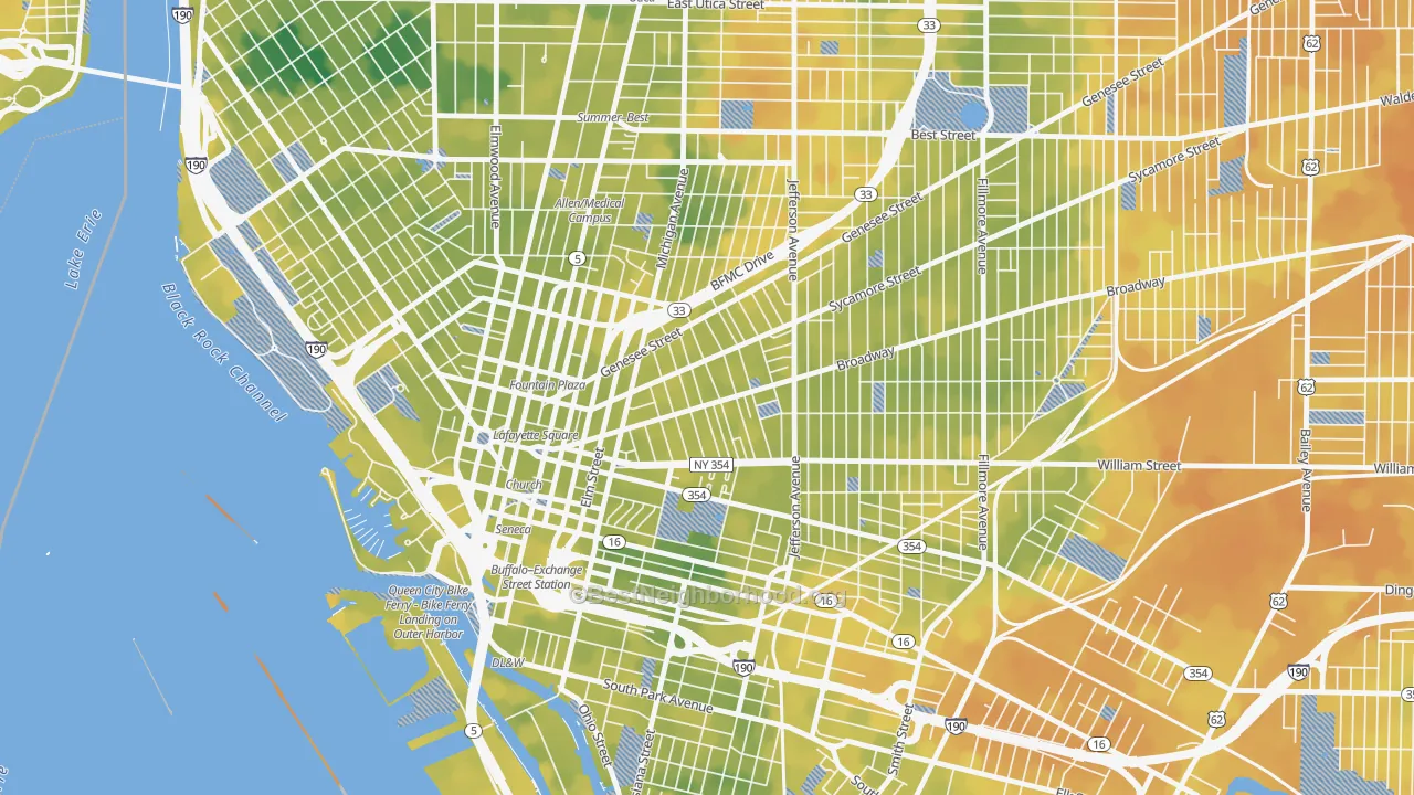 Bike Grade map of Willert Park, Buffalo, NY