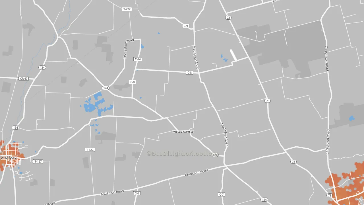 Bike Grade map of Willettsville, OH