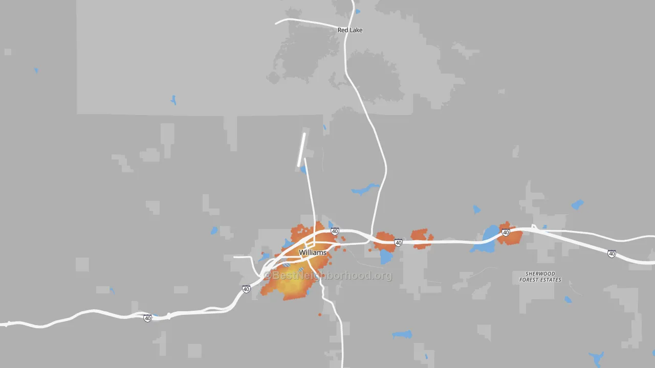 Bike Grade map of Williams, AZ
