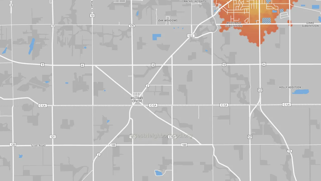 Bike Grade map of Williams Center, OH