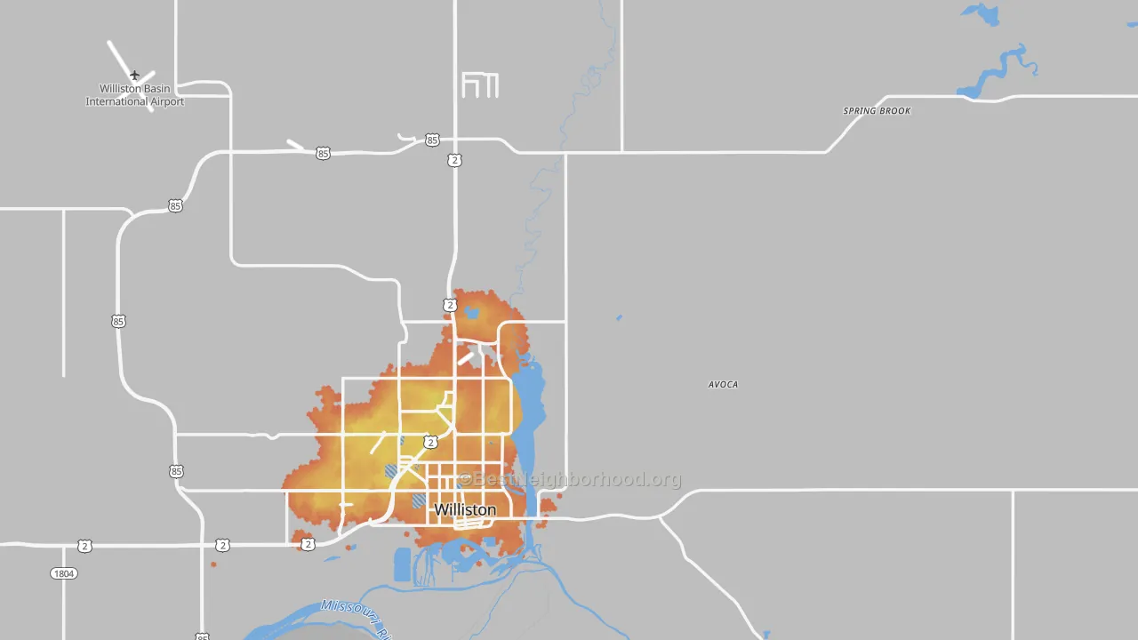 Bike Grade map of Williams County, ND