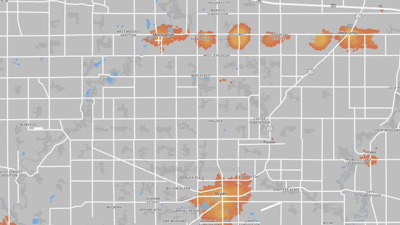 Bike Grade map of Williams County, OH