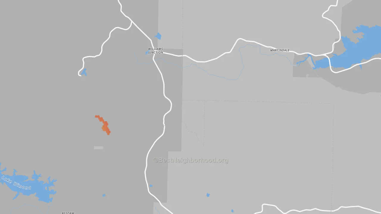 Bike Grade map of Williams Junction, AR
