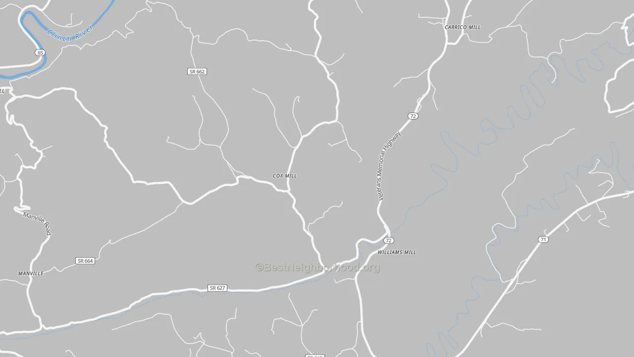 Bike Grade map of Williams Mill, VA