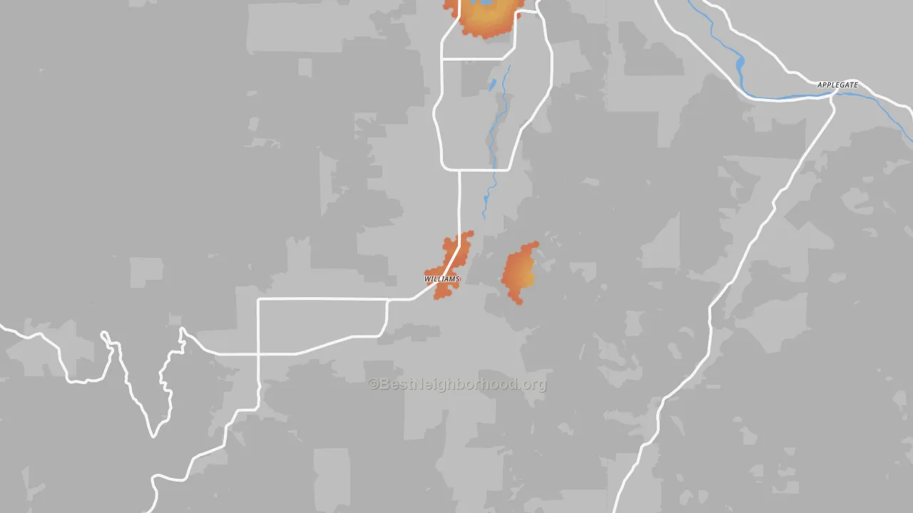 Bike Grade map of Williams, OR