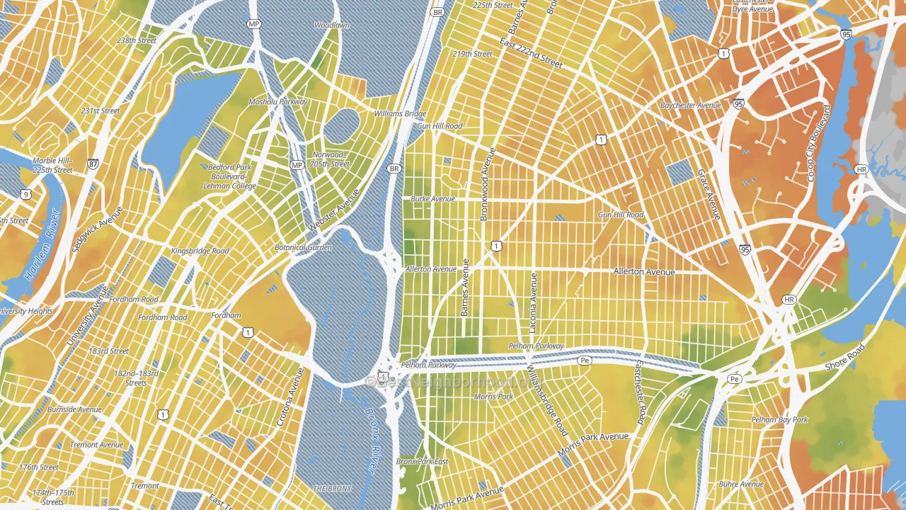 Bike Grade map of Williamsbridge, Bronx, NY