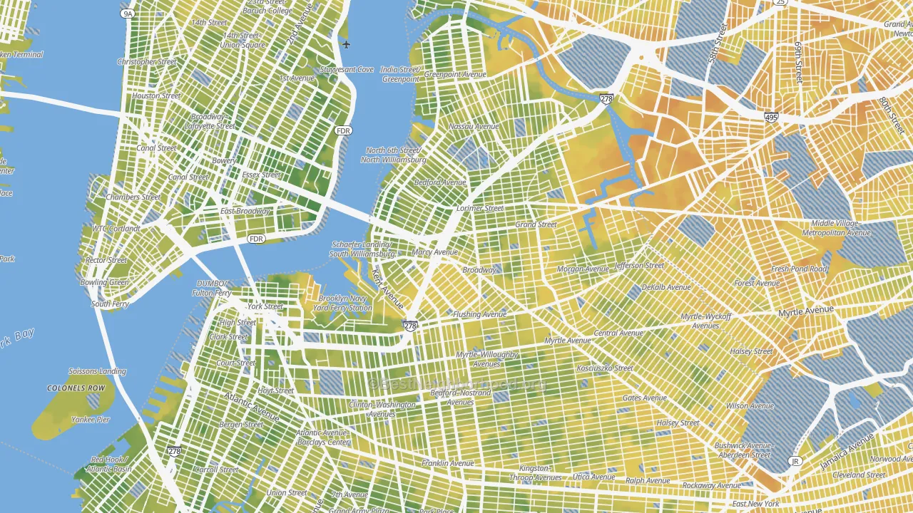 Bike Grade map of Williamsburg, Brooklyn, NY