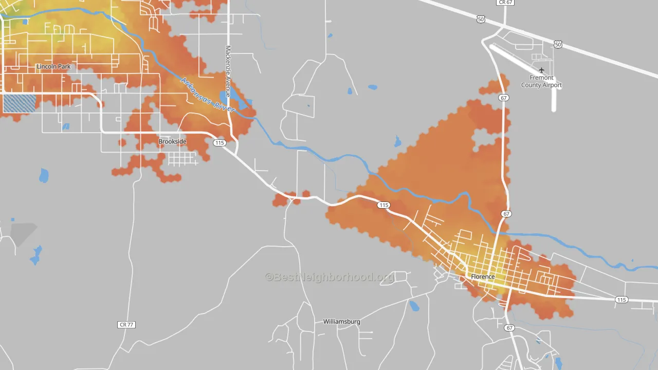 Bike Grade map of Williamsburg, CO