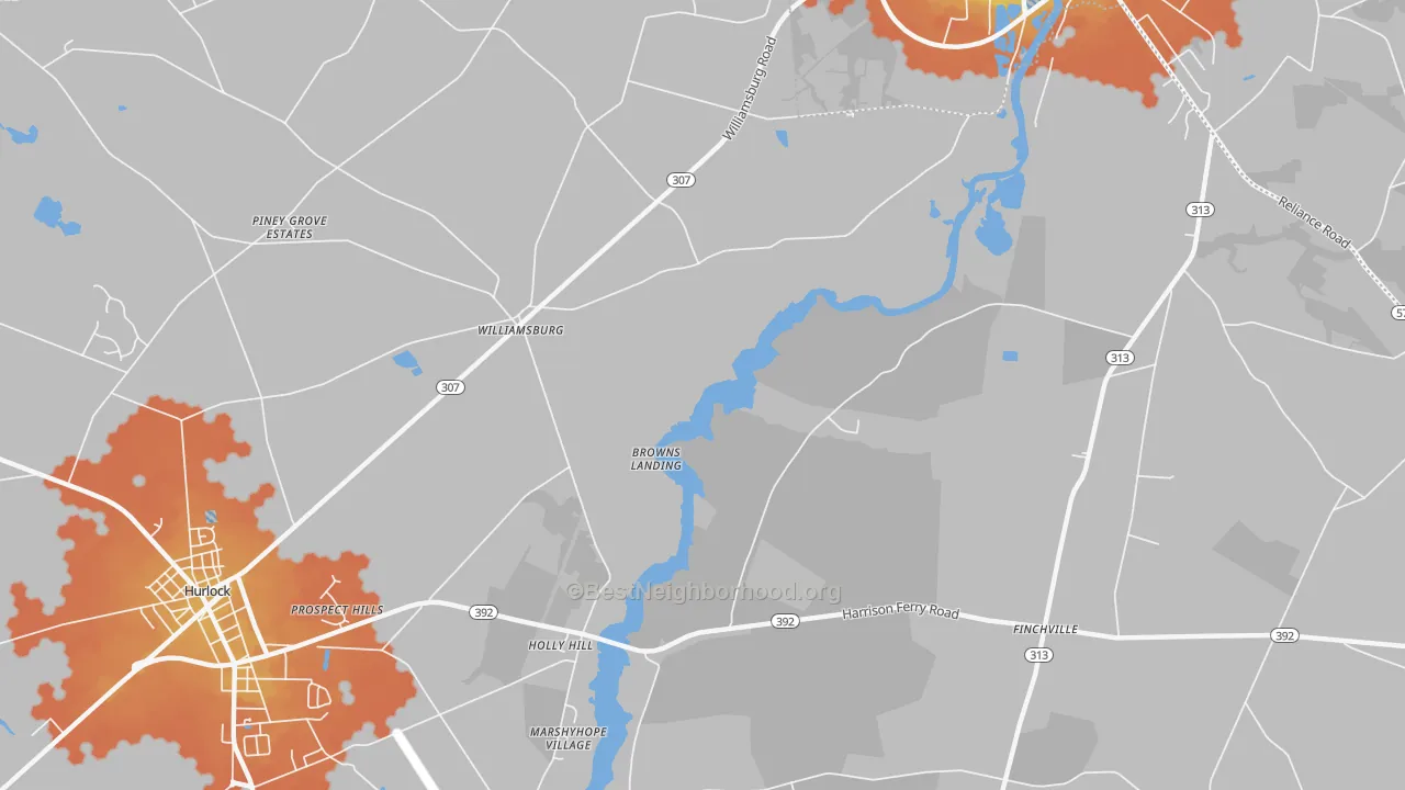 Bike Grade map of Williamsburg, MD