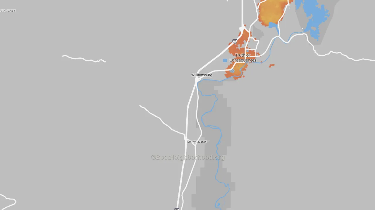 Bike Grade map of Williamsburg, NM