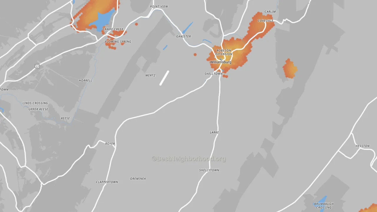 Bike Grade map of Williamsburg, PA