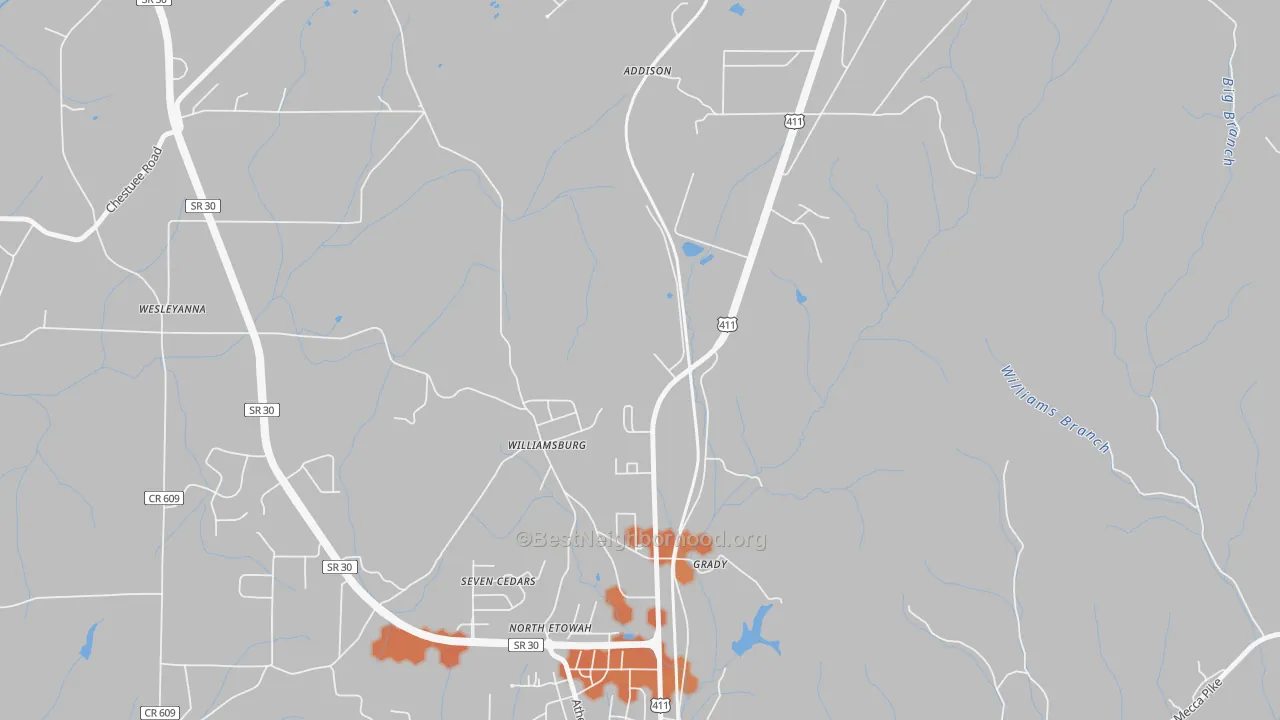 Bike Grade map of Williamsburg, TN