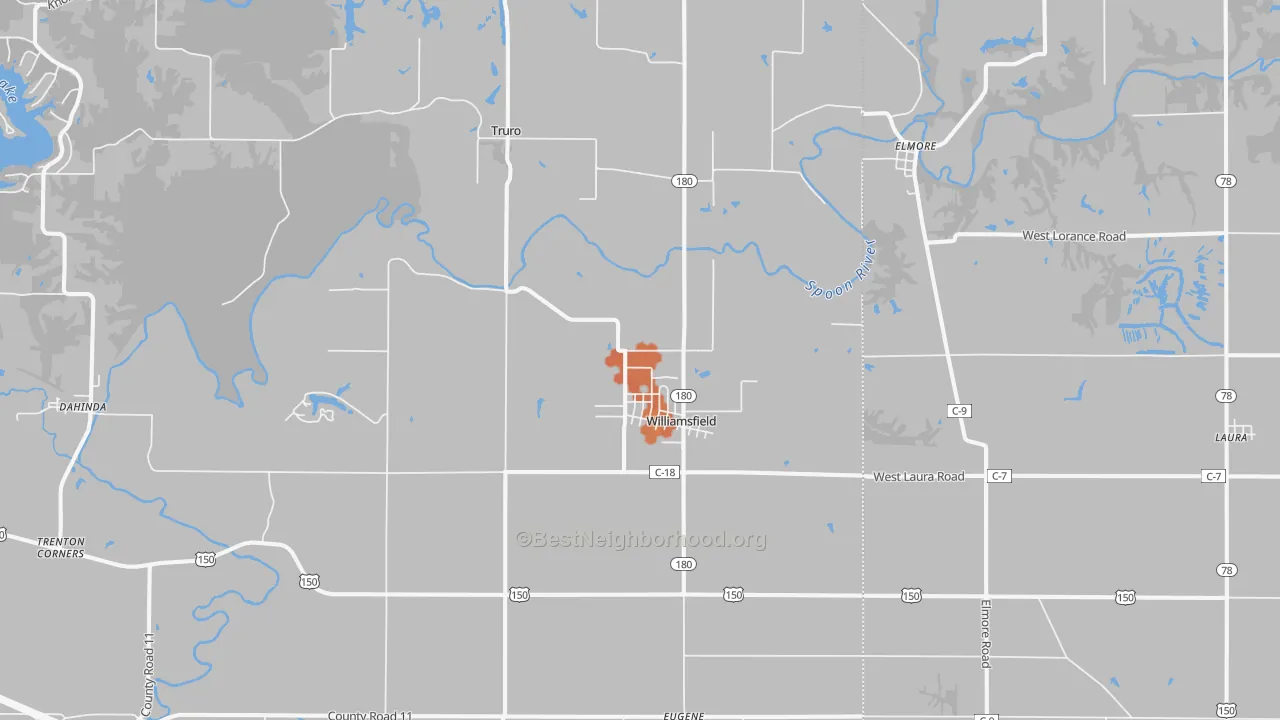 Bike Grade map of Williamsfield, IL