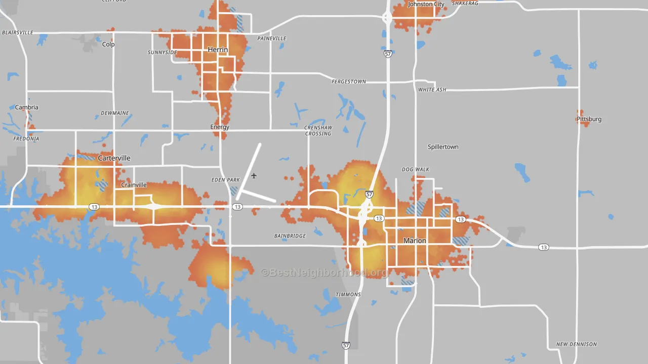 Bike Grade map of Williamson County, IL