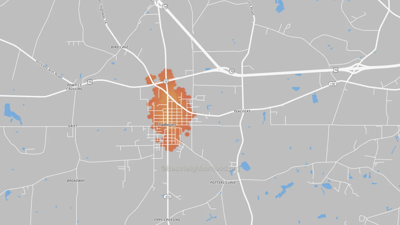 Bike Grade map of Williamson Crossroads, NC