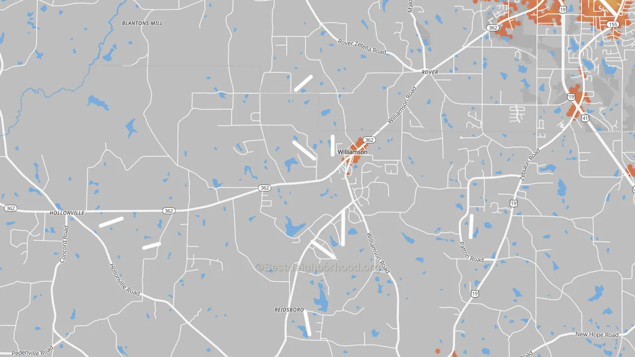 Bike Grade map of Williamson, GA
