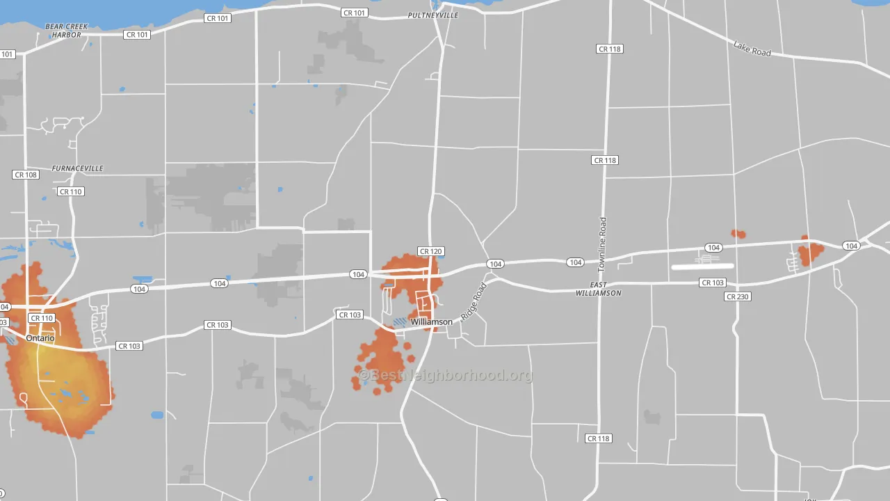 Bike Grade map of Williamson, NY