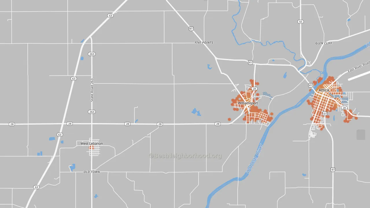 Bike Grade map of Williamsport, IN