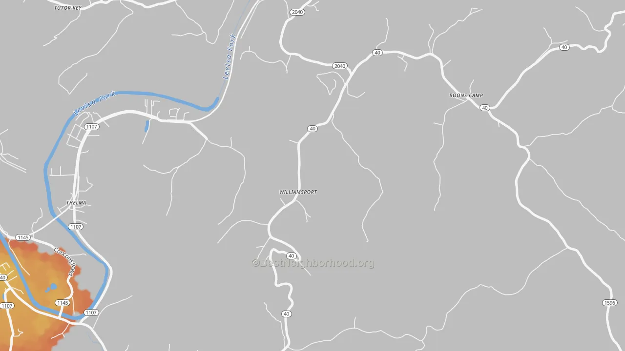 Bike Grade map of Williamsport, KY