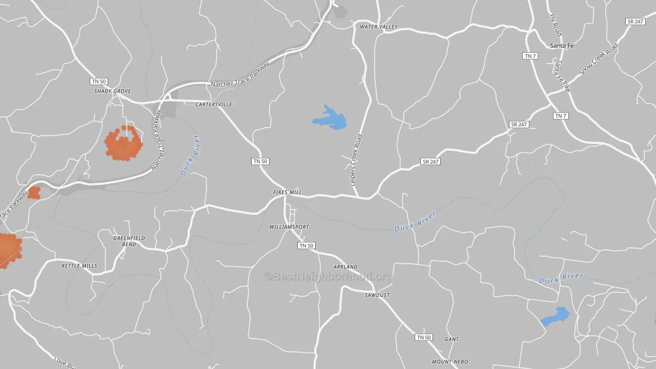 Bike Grade map of Williamsport, TN