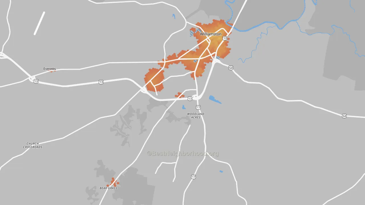 Bike Grade map of Williamston, NC