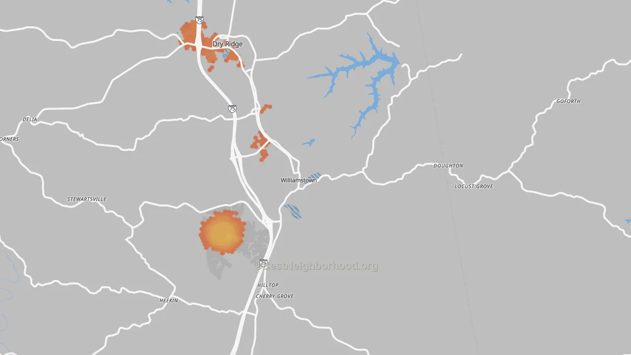 Bike Grade map of Williamstown, KY