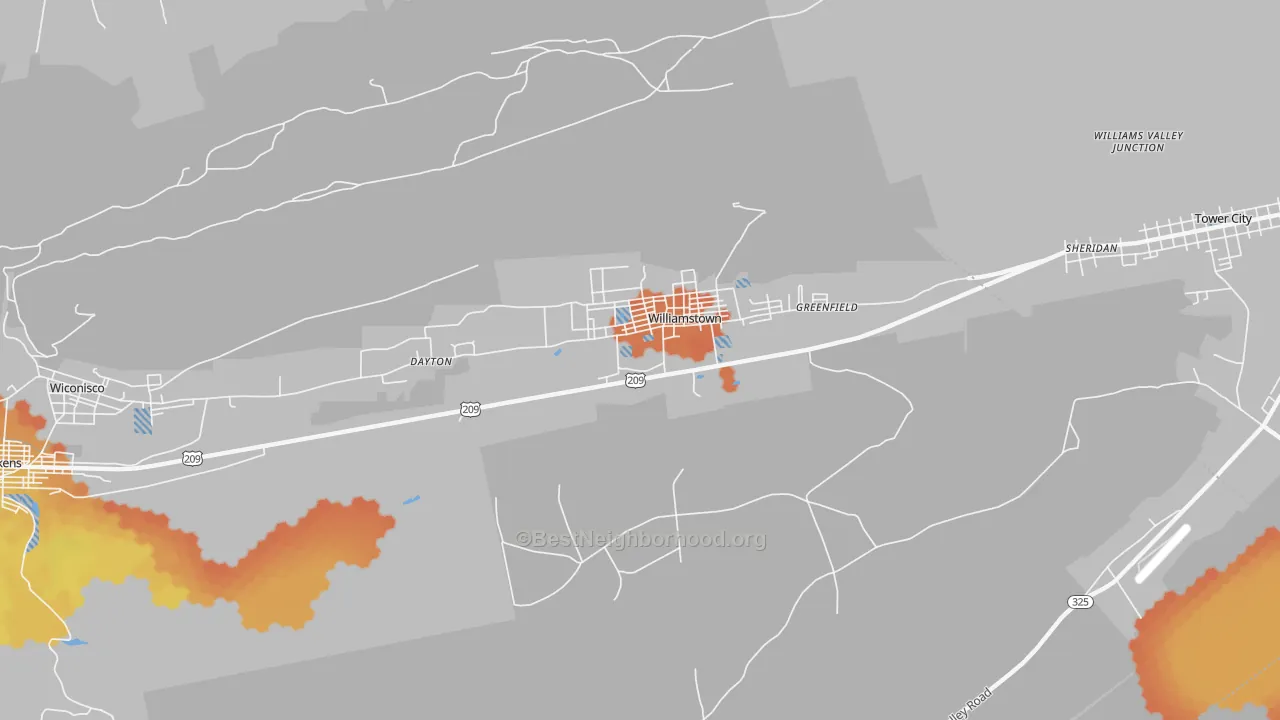 Bike Grade map of Williamstown, PA