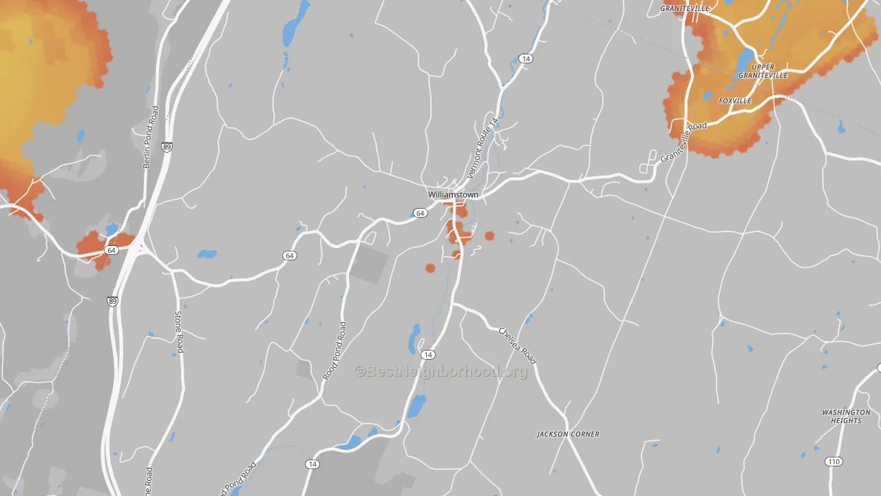 Bike Grade map of Williamstown, VT