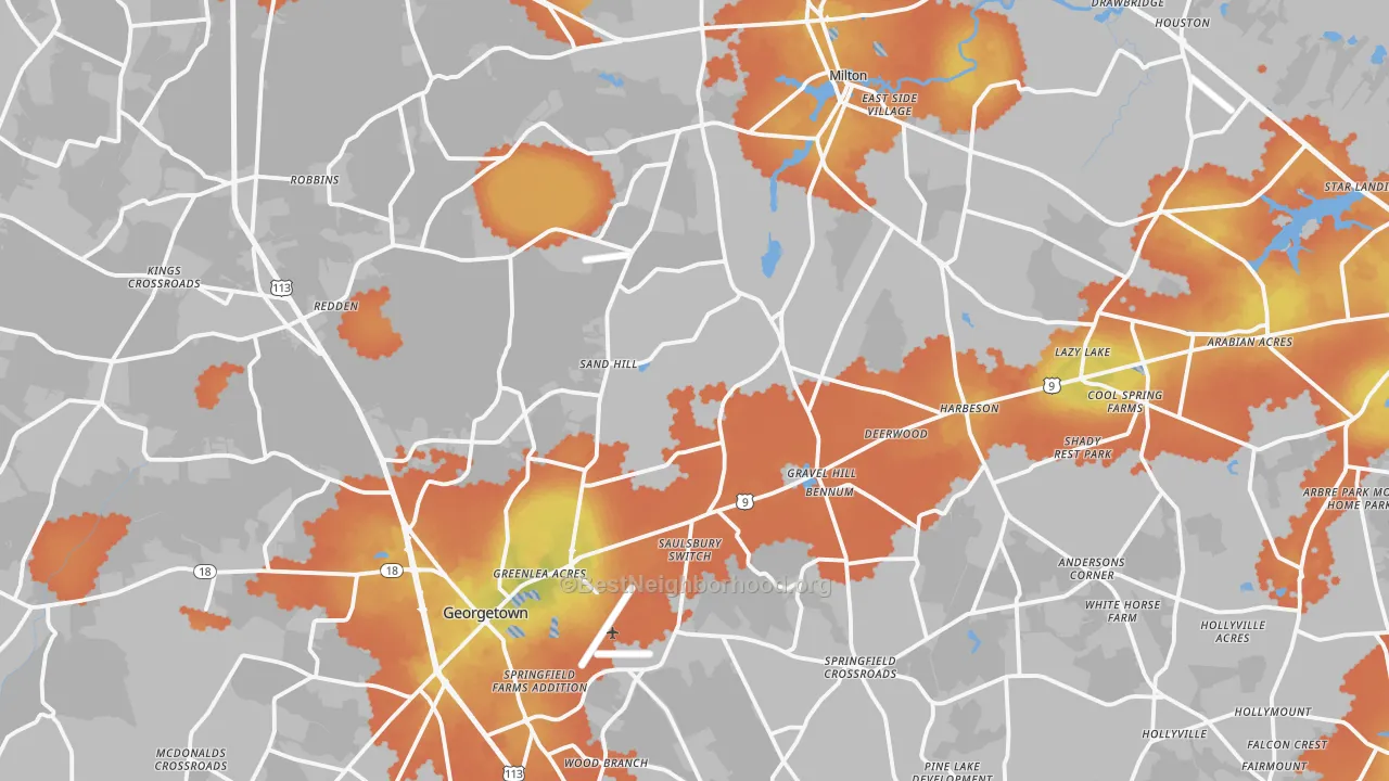 Bike Grade map of Williamsville, DE