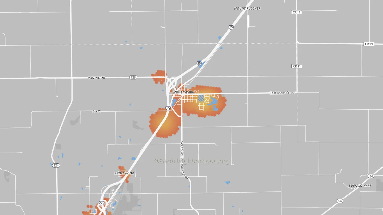 Bike Grade map of Williamsville, IL