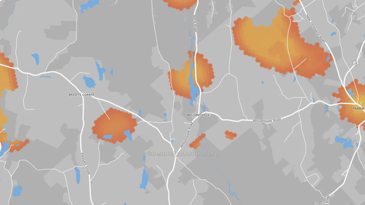 Bike Grade map of Williamsville, MA